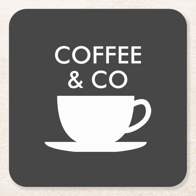 Coffee & co custom business name square paper coaster (Front)