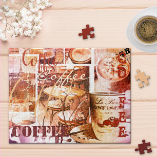 Coffee Collage Script Overlay Personalized Puzzle