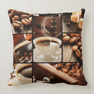 Coffee Collage Throw Pillow