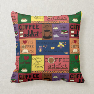 Coffee Collage Throw Pillow