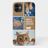 Coffee Colorblock Cat Photo Collage Monogram Pet