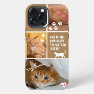 Coffee Colorblock Cat Photo Collage Monogram Pet iPhone 13 Pro Max Case