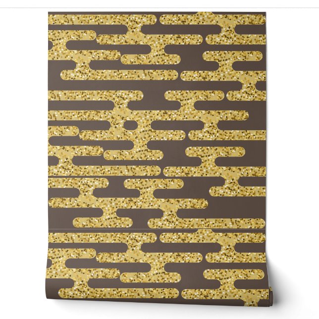Coffee Colour Background and Gold Pattern Wallpaper (Unrolling)