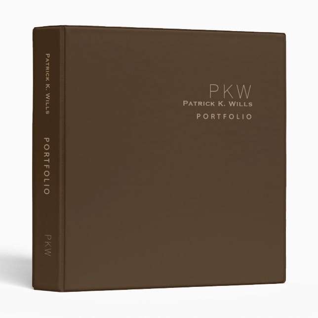 Coffee Colour Custom Portfolio Brown  Binder (Front/Spine)