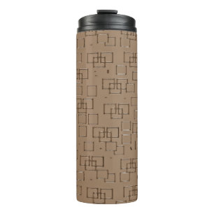 Coffee Coloured Squares Pattern Thermal Tumbler
