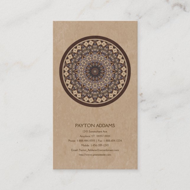 Coffee Colours Abstract Mandala Business Card (Front)