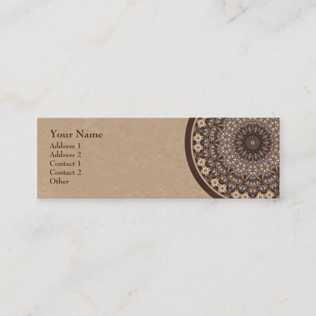 Coffee Colours Abstract Mandala Mini Business Card (Front)