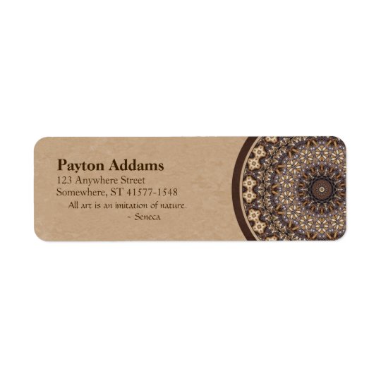 Coffee Colours Abstract Mandala Return Address Label