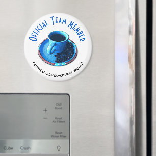 Coffee Consumption Squad   Blue Cup and Saucer Magnet