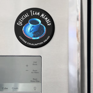Coffee Consumption Squad Blue Cup and Saucer Magnet