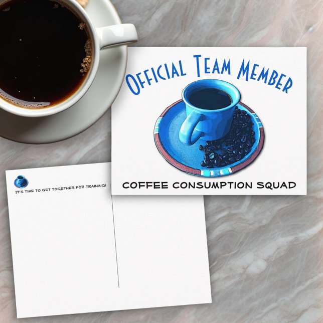 Coffee Consumption Squad Get Together Postcard (post card front and back)