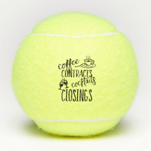Coffee Contracts Cocktails Closing Realtor Swag Tennis Balls