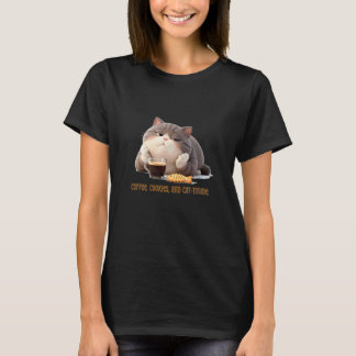 Coffee, Cookie, and Cat-titude Cozy Design T-Shirt