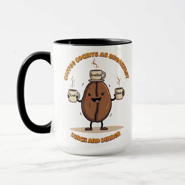 Coffee counts as breakfast, lunch & dinner  mug (Left)
