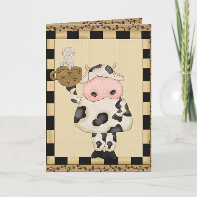 Coffee Cow ajouter des mots carte de voeux (Devant)