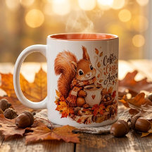 Coffee Cozy & Acorns Squirrel Mug – Autumn Waterco