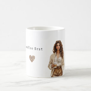 Coffee Cream Brown Peach  Mug