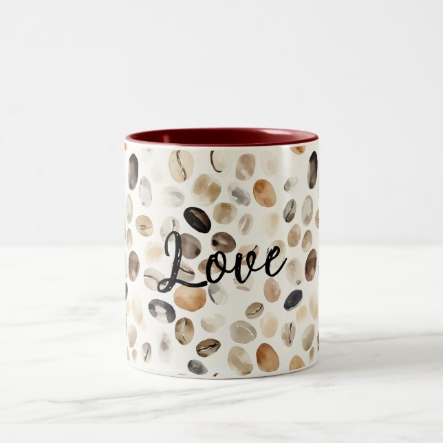 Coffee Cream Brown Peach  Two-Tone Coffee Mug (Center)