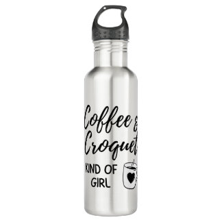 Coffee & croquet kind of girl. 710 ml water bottle