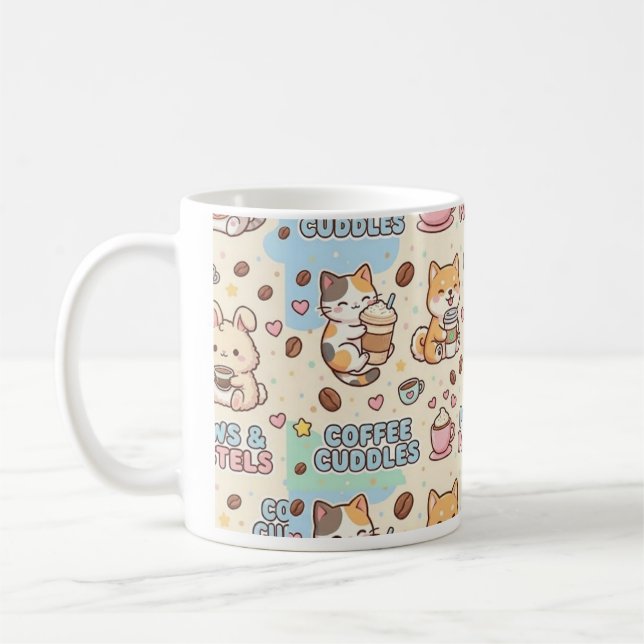 Coffee Cuddles Cute Classic Mug, 11 oz Coffee Mug (Left)