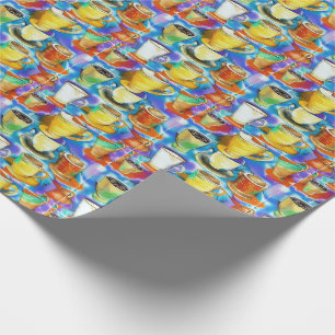 Coffee Cup Abstract Oil Pattern Wrapping Paper