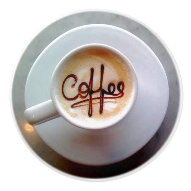 Coffee cup and saucer latte coffee ceramic knob (Front)
