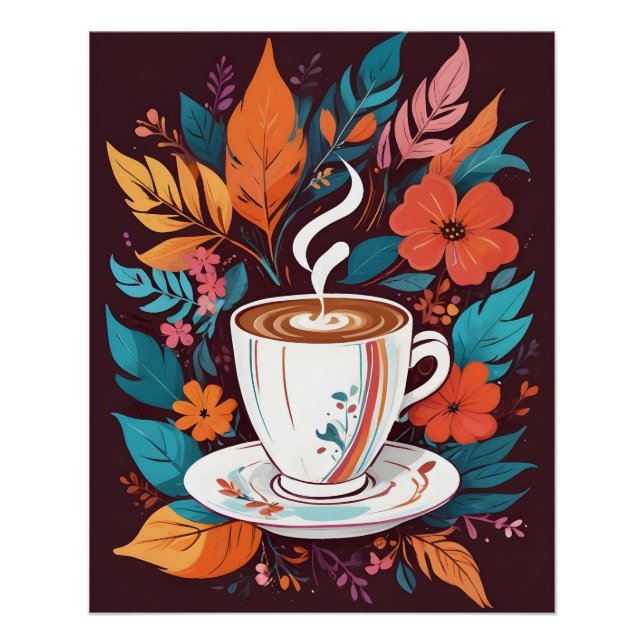 Coffee Cup avec affiche Feuille colorée (Devant)