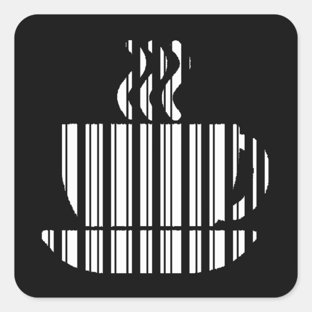COFFEE CUP BAR CODE Mug Barcode Pattern Design Square Sticker (Front)