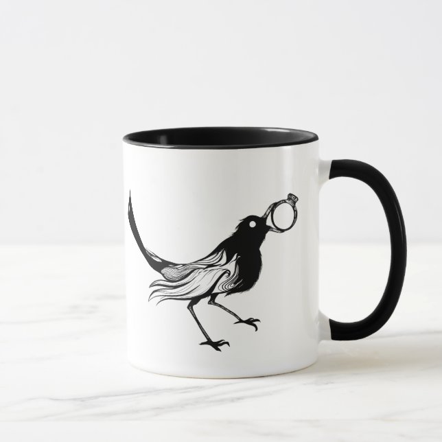 Coffee Cup Black White Bird (Right)