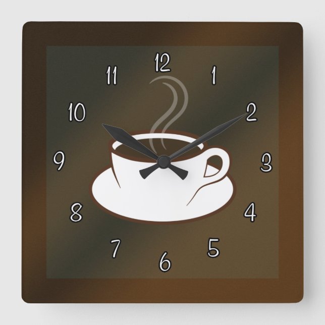Coffee Cup Cafe Coffee Shop Square Wall Clock (Front)