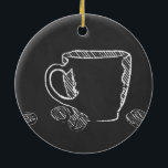 COFFEE CUP CHALK CERAMIC ORNAMENT<br><div class="desc">chalkboard art by asyrum</div>