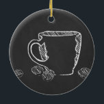 COFFEE CUP CHALK CERAMIC ORNAMENT<br><div class="desc">chalkboard art by asyrum</div>