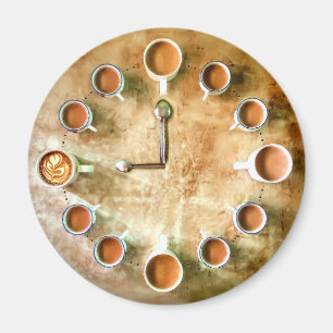 Coffee cup clock coffee time cute magnet