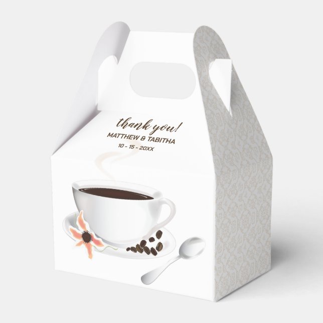 Coffee Cup Coffee Beans | Wedding Thank You Favor Box (Front Side)