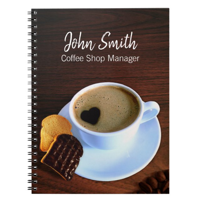 Coffee Cup Coffee Shop Heart Shaped Foam Cookie Notebook (Front)