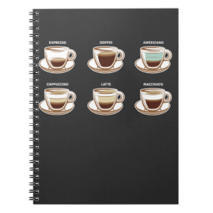 Coffee Cup Espresso Americano Cappuccino Drinker Notebook