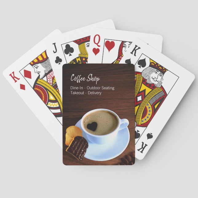 Coffee Cup Heart Shaped Foam Cookie Coffee Shop Playing Cards (Back)
