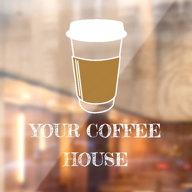 Coffee Cup Illustration Etch coffee business Window Cling (Sheet 2)