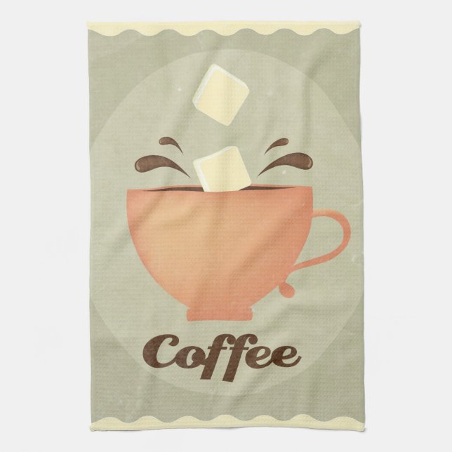 Coffee cup illustration kitchen towel (Vertical)