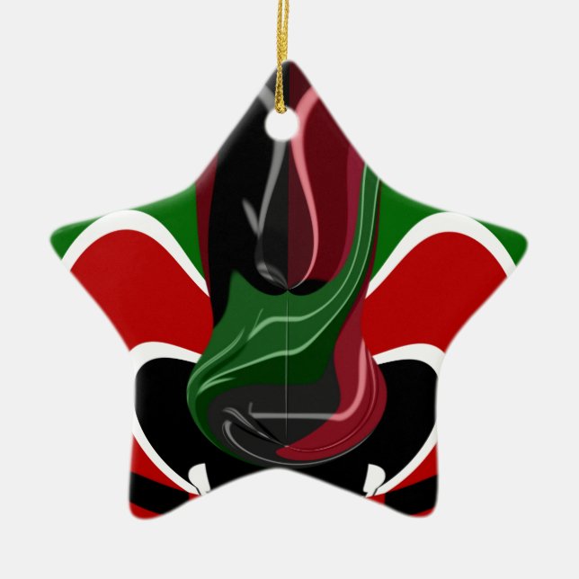 Coffee cup Kenya Flag Hakuna Matata Ceramic Ornament (Front)