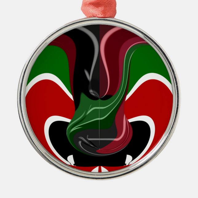 Coffee cup Kenya Flag Hakuna Matata Metal Ornament (Front)