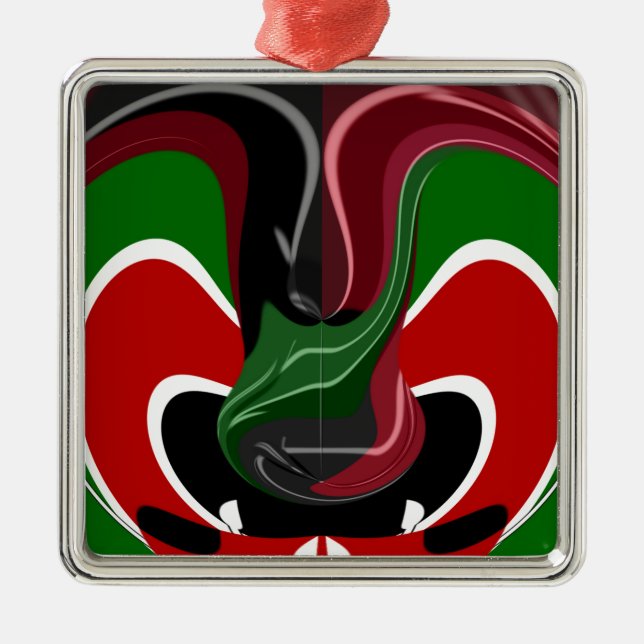 Coffee cup Kenya Flag Hakuna Matata Metal Ornament (Front)