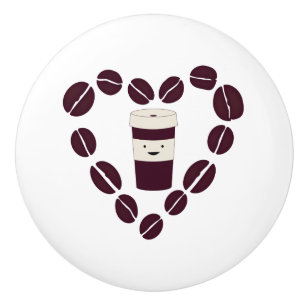 Coffee Cup Love Ceramic Knob