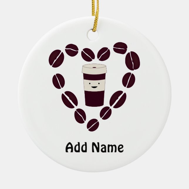 Coffee Cup Love Ceramic Ornament (Front)