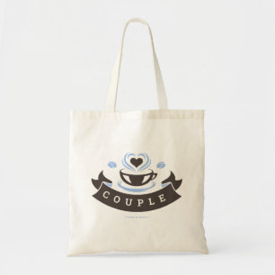 Coffee Cup Love Couple Back Blue Tote Bag