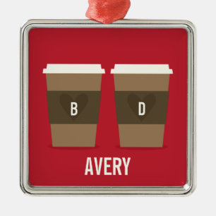 Coffee Cup Love Metal Ornament
