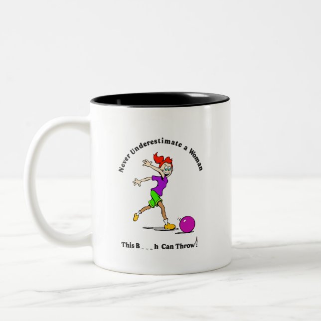 Coffee Cup Mug: This B_ _ _ h can throw - Bowling (Left)