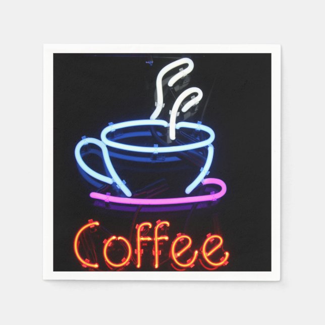 Coffee Cup Neon Sign Party Napkins (Front)