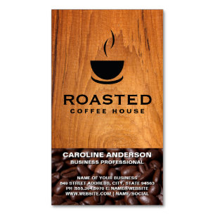 Coffee Cup of Java Coffee Beans Magnetic Business Card