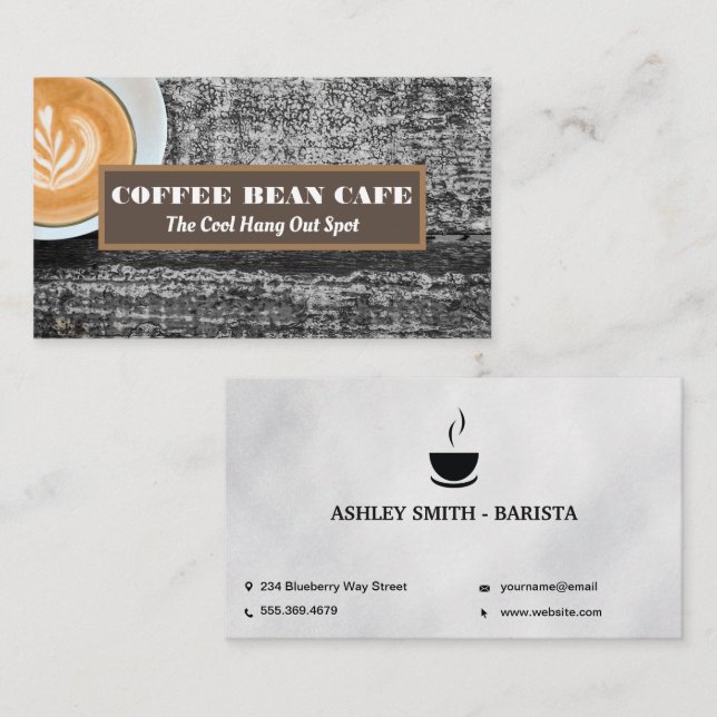 Coffee Cup on Wooden Table Business Card (Front/Back)